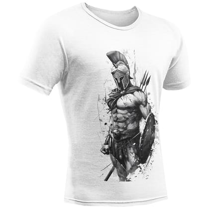 EqualLife Pure Cotton Bio-Washed Chest Printed T-Shirt - Mythology - The Spartan Warrior-1 - by ZingerTees-Women-EL9120602-F