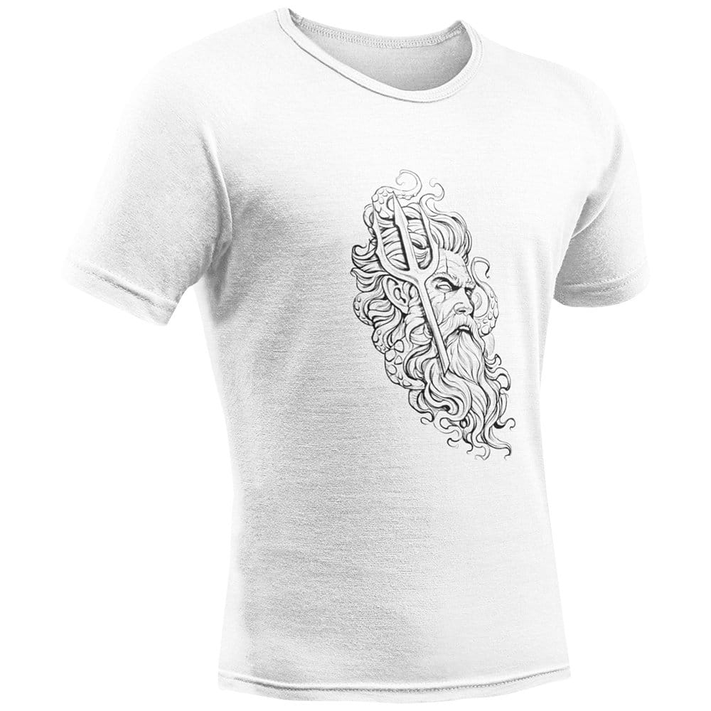 EqualLife Pure Cotton Bio-Washed Chest Printed T-Shirt - Mythology - Mighty Poseidon - by ZingerTees-Women-EL9120604-F