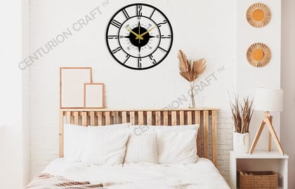  Modern Minimalist Compass Wall Clock - Silent Non Ticking Battery Operated Round Metal Frame for Home Office Decor