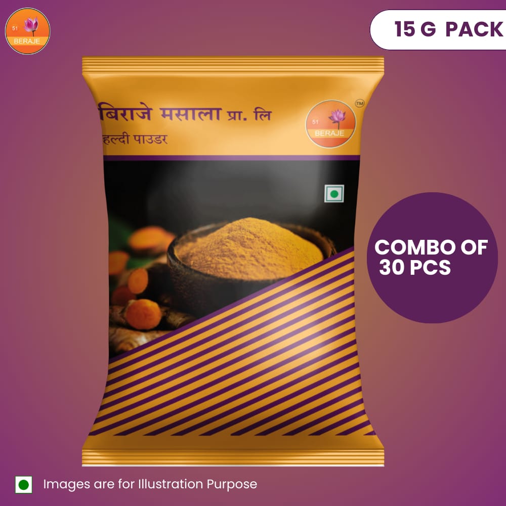 Beraje Organic Haldi Powder 15 G , Combo of 30 Pcs