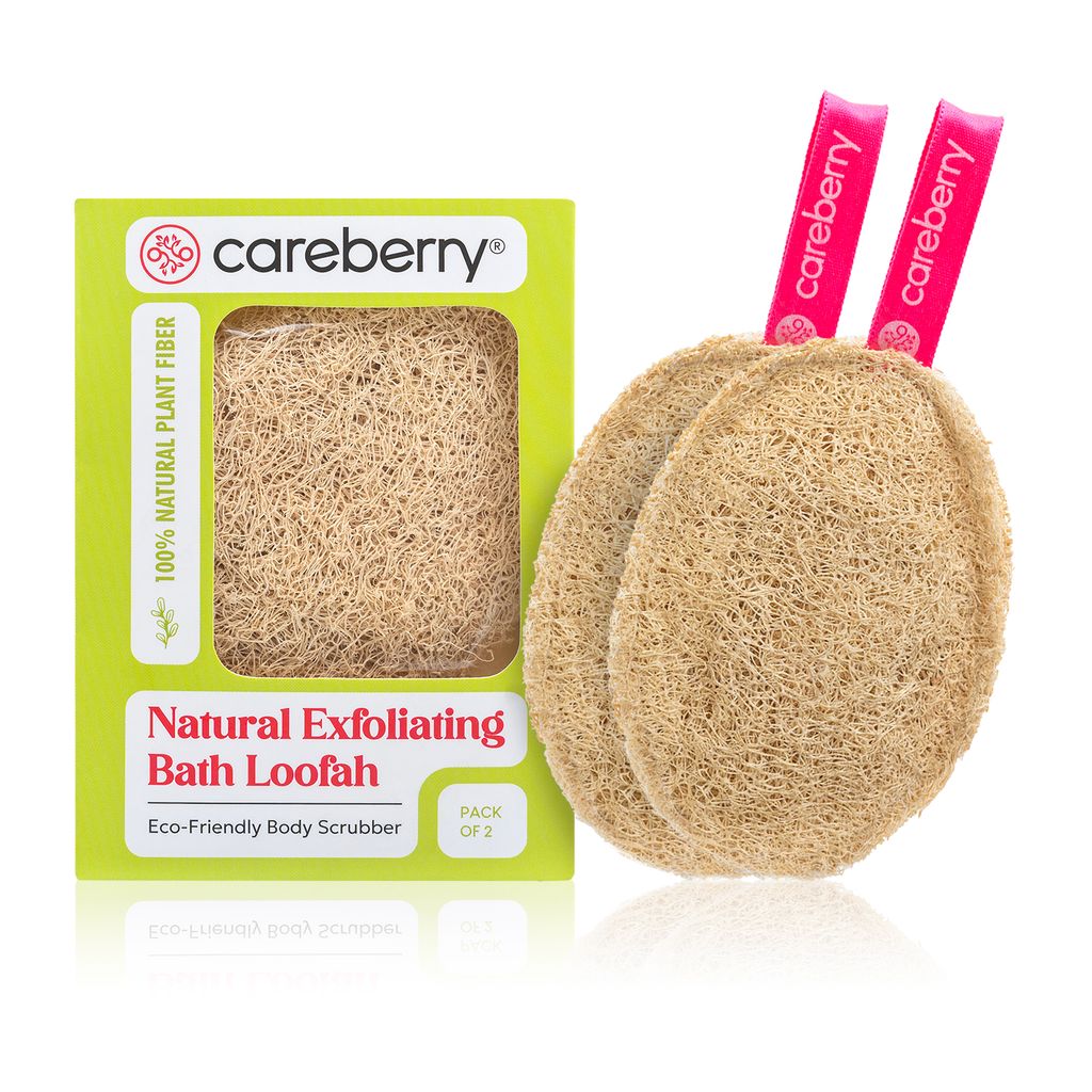 Careberry Eco Friendly Organic Loofah Gentle Exfoliator Sun Dried Luffa, Ideal Daily Body Wash Scrub Pack of 2 - Body Care - Loofah and Other Tools | Buy online on ZillyBuy