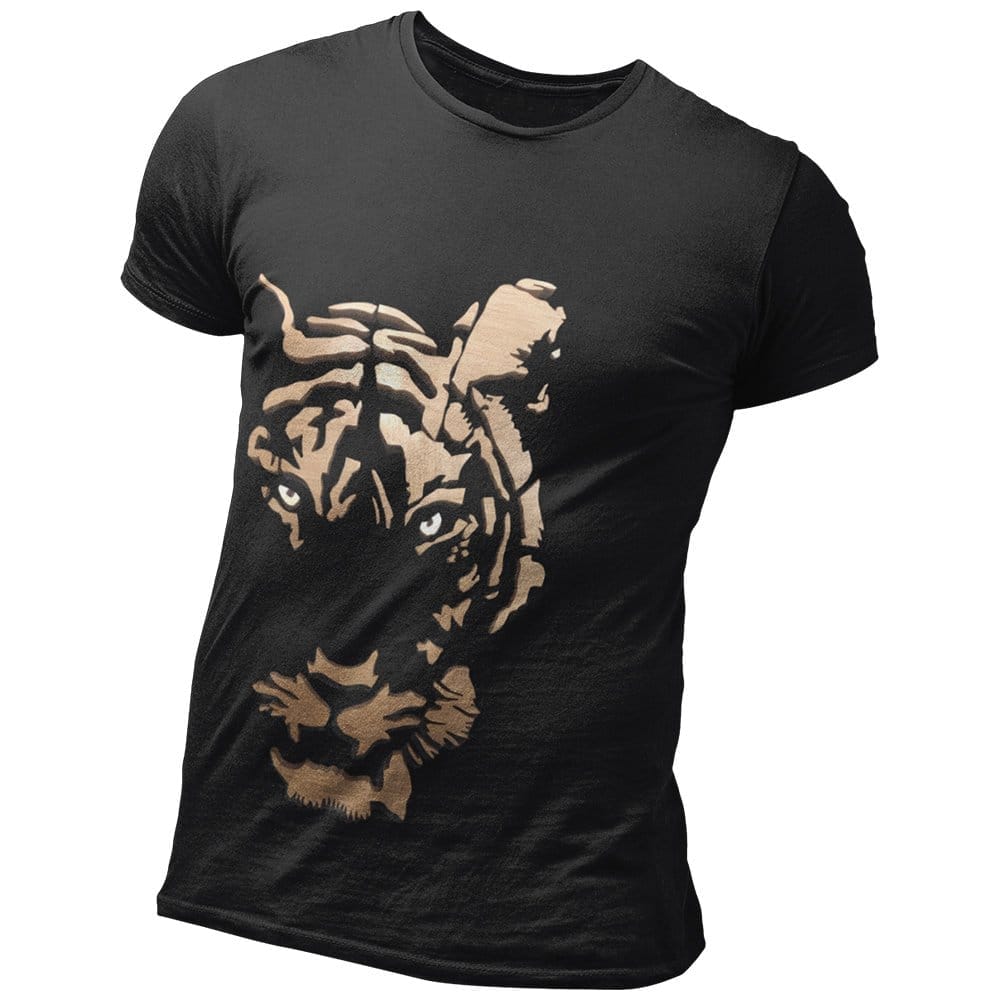 EqualLife Pure Cotton Bio-Washed Chest Printed T-Shirt - Eco Earth - Tiger Design 4 - by ZingerTees-Men-EL9120540-M