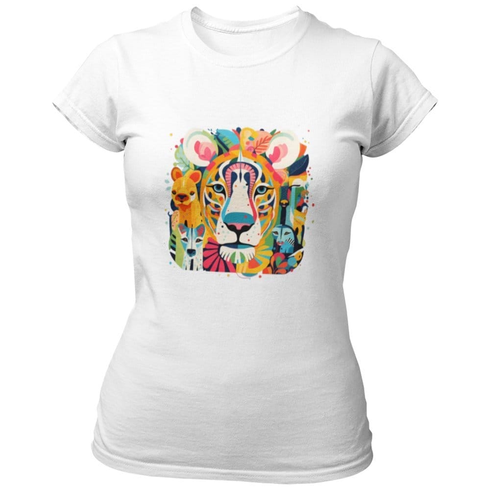 EqualLife Pure Cotton Bio-Washed Chest Printed T-Shirt - Eco Earth - Tiger Design 3 - by ZingerTees-Women-EL9120539-F