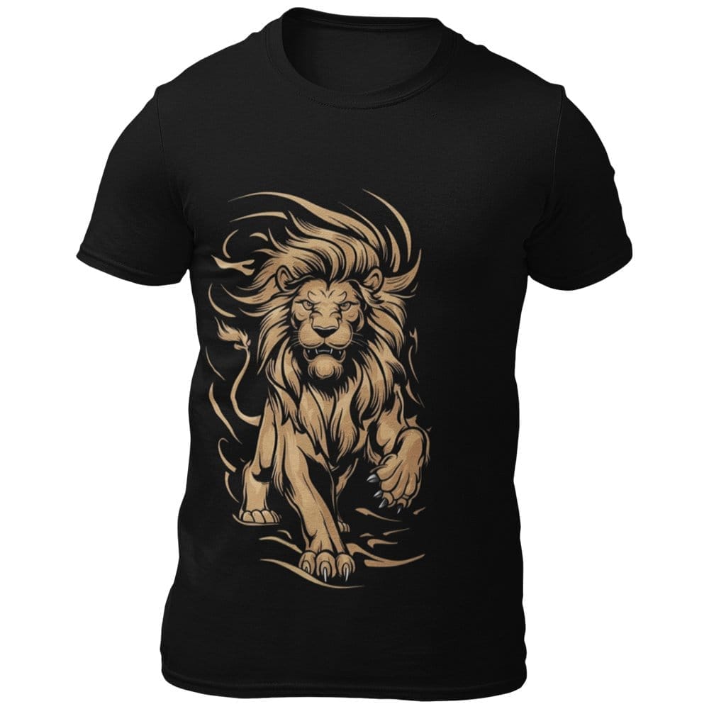 EqualLife Pure Cotton Bio-Washed Chest Printed T-Shirt - Eco Earth - Lion Design 5 - by ZingerTees-Men-EL9120537-M