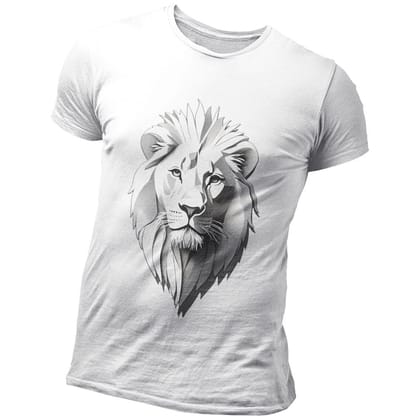 EqualLife Pure Cotton Bio-Washed Chest Printed T-Shirt - Eco Earth - Lion Design 4 - by ZingerTees-Men-EL9120536-M