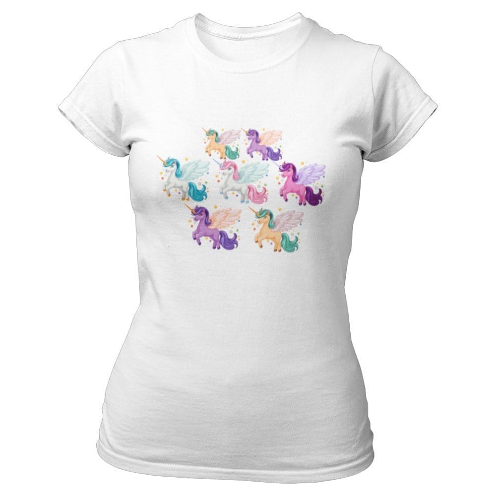 EqualLife Pure Cotton Bio-Washed Chest Printed T-Shirt - The Cute Unicorns - by ZingerTees-Women-EL9120501-F