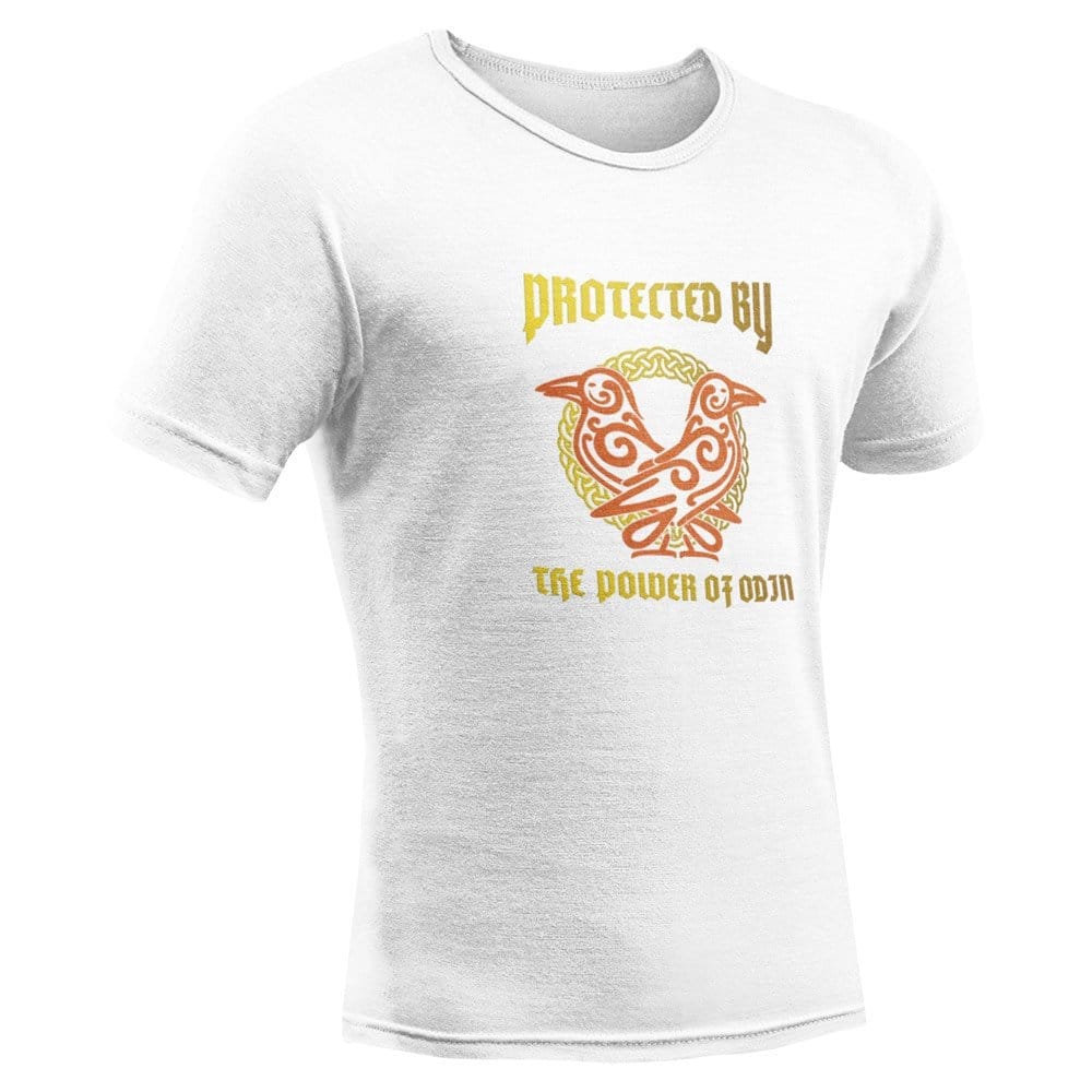 EqualLife Pure Cotton Bio-Washed T-Shirt Chest Printed-Viking Gods Series - Protected by the Power of Odin Design-by ZingerTees-Women-EL9120291-F