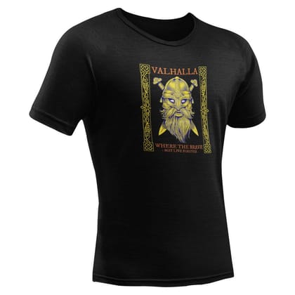 EqualLife Pure Cotton Bio-Washed T-Shirt Chest Printed-Viking Gods Series - Valhalla Where The Brave Live Forever Design-by ZingerTees-Men-EL9120290-M