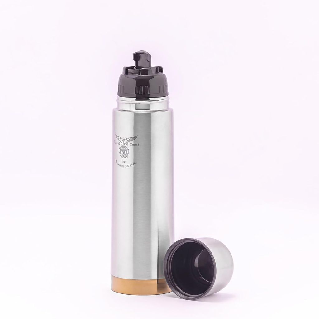 Eagle Gold Sleek Vacuum Flask with 5 Years Temperature Guarantee, Stainless Steel, Silver , 1L