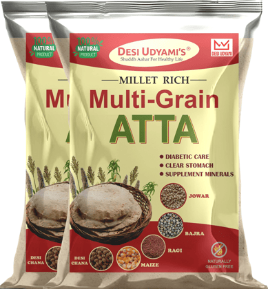 Desi Udyami’s Premium Wheat-Free, Rice-Free, and Soya-Free Multigrain Atta – Perfect for Diabetes, Weight Loss, and Heart Health, 4 Kg