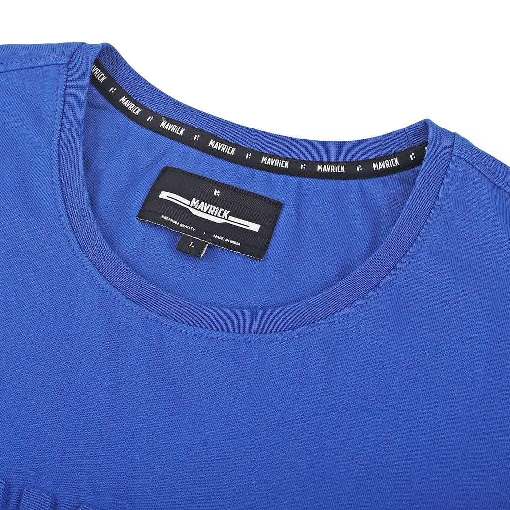 Mavrick Embossing Blue Men's Crew Neck T-Shirt