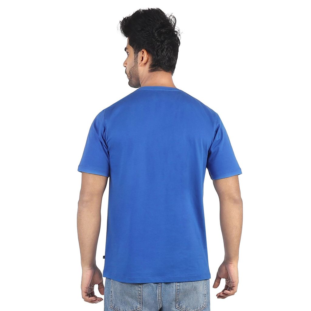 Mavrick Embossing Blue Men's Crew Neck T-Shirt