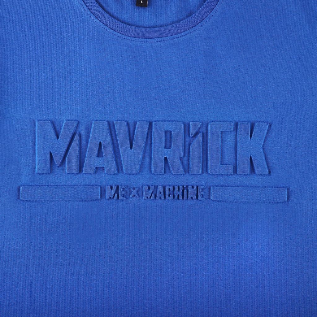 Mavrick Embossing Blue Men's Crew Neck T-Shirt