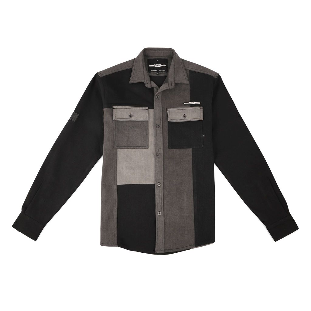 Men's Color-Block Biker Shacked In Washed Denim