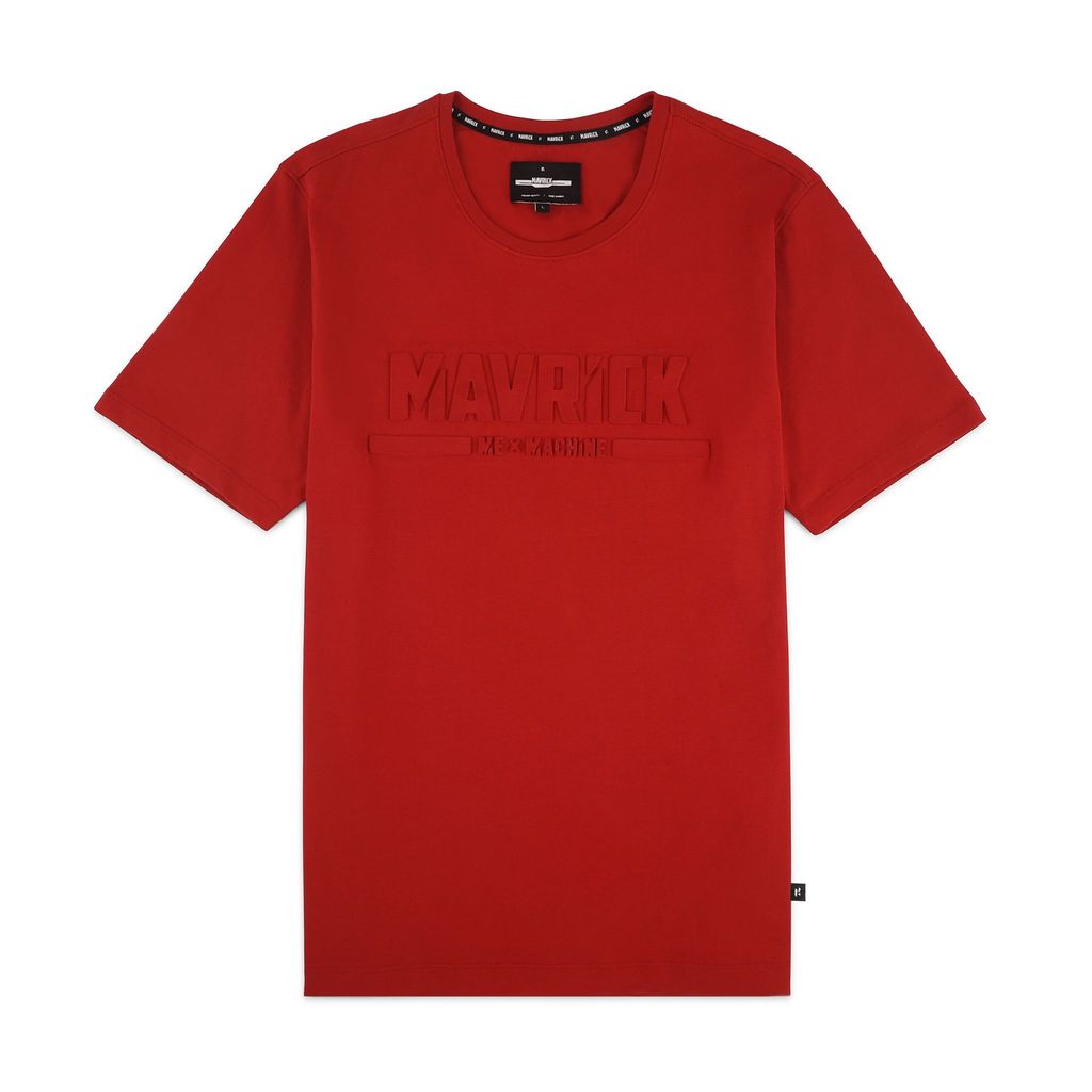 Mavrick Embossing Red Men's Crew Neck T-Shirt