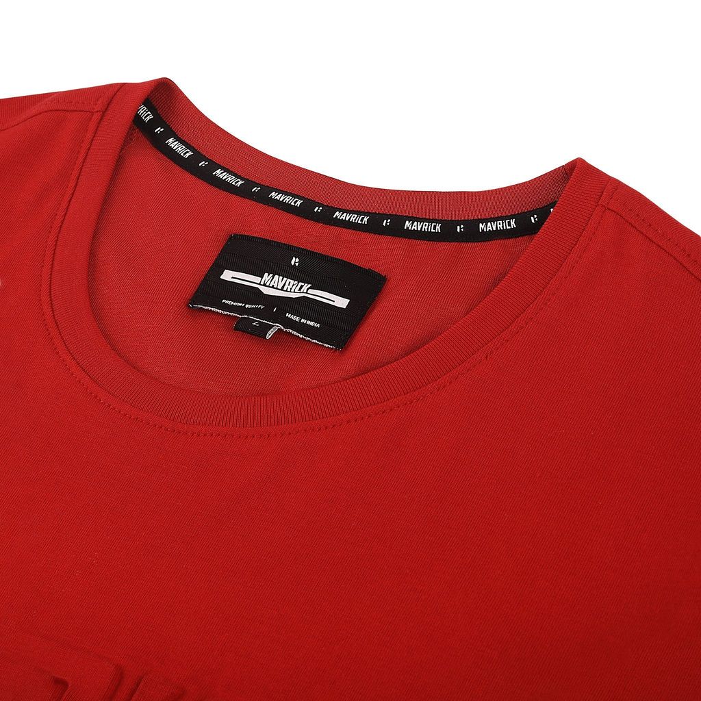 Mavrick Embossing Red Men's Crew Neck T-Shirt