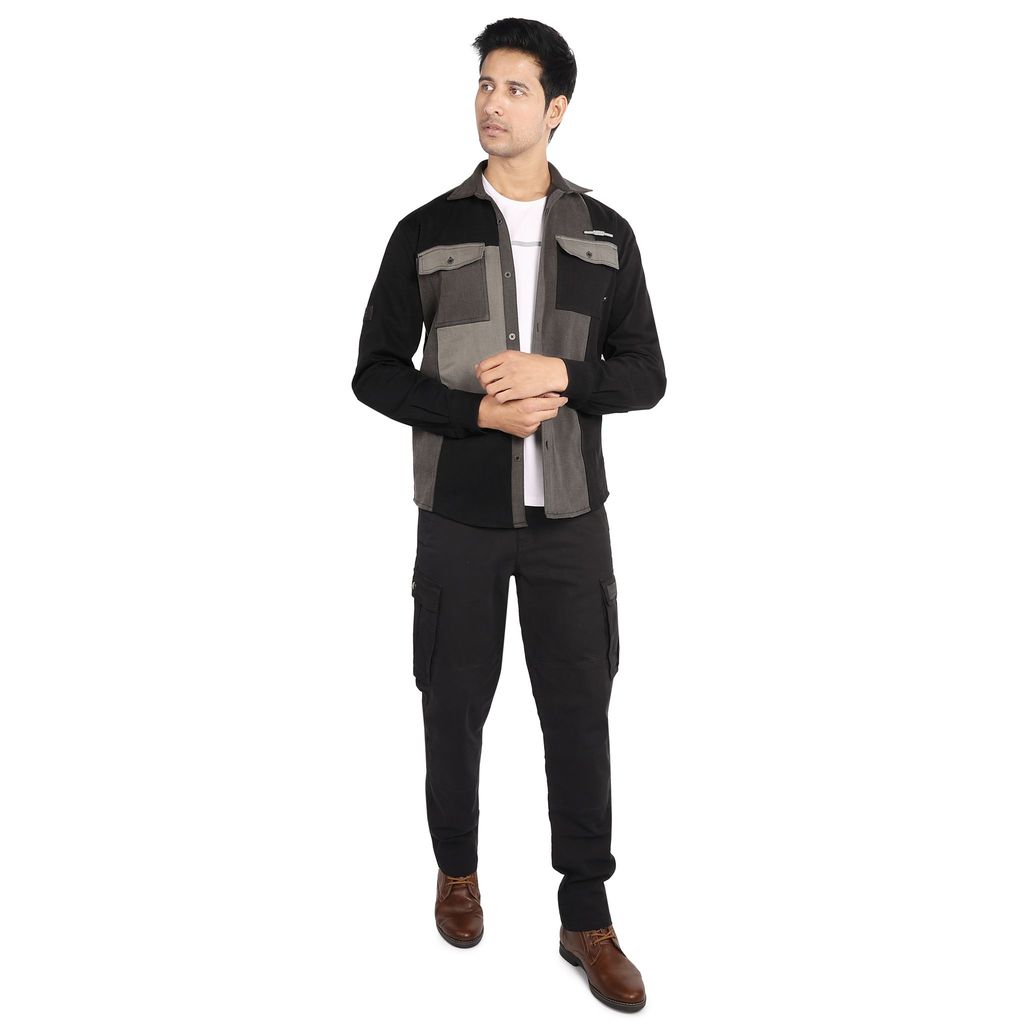 Men's Color-Block Biker Shacked In Washed Denim