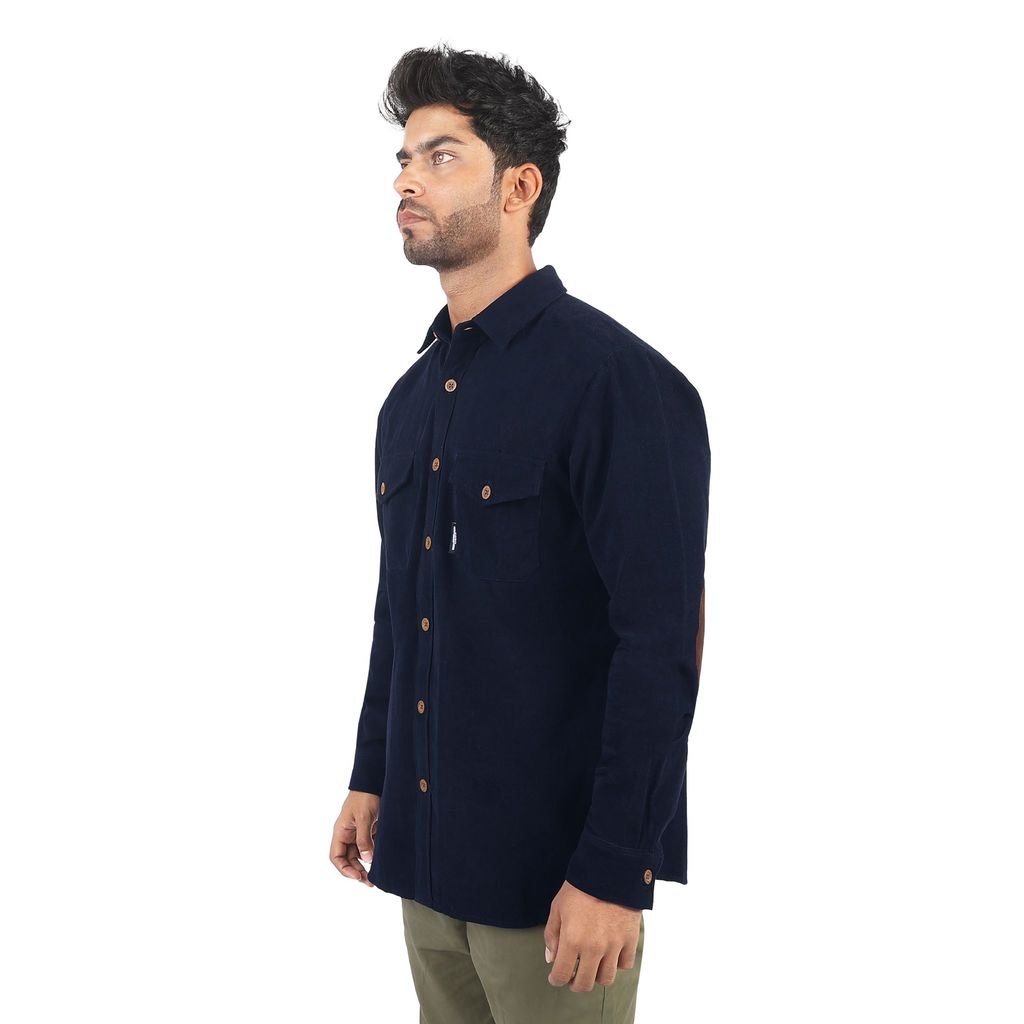 Men's Regular Fit Corduroy Shirt With Elbow Patch