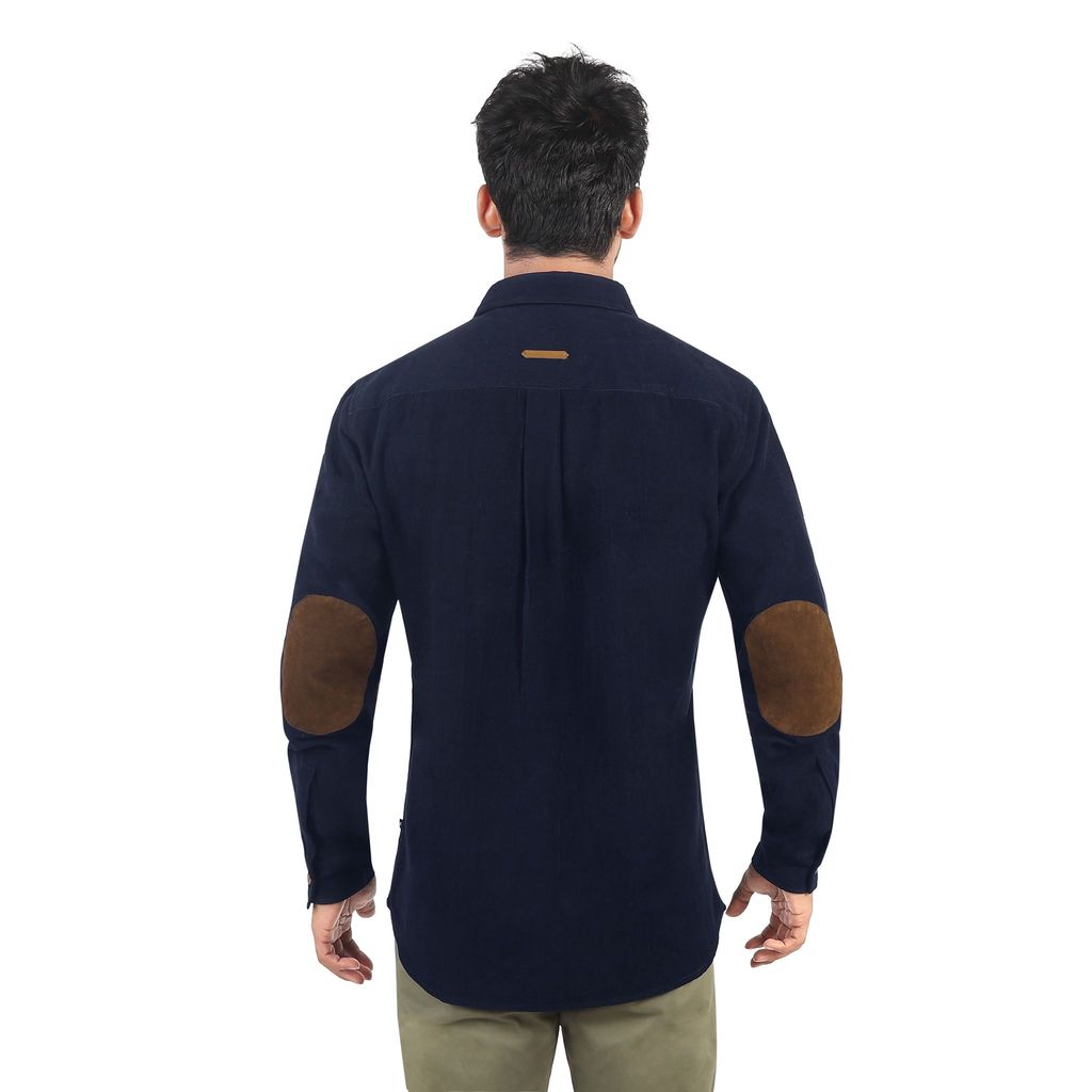 Men's Regular Fit Corduroy Shirt With Elbow Patch