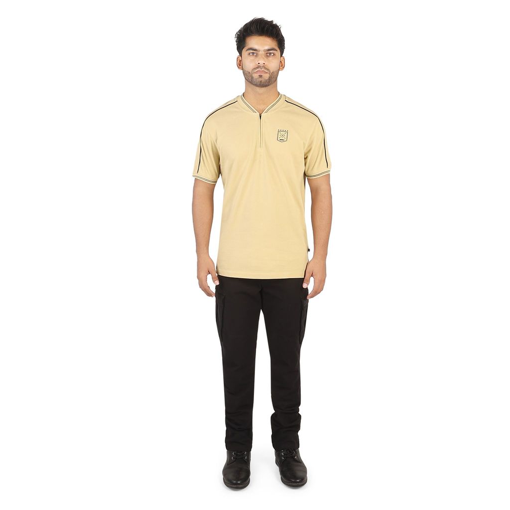 Men's Zip-Up Bomber Neck Polo T-Shirt