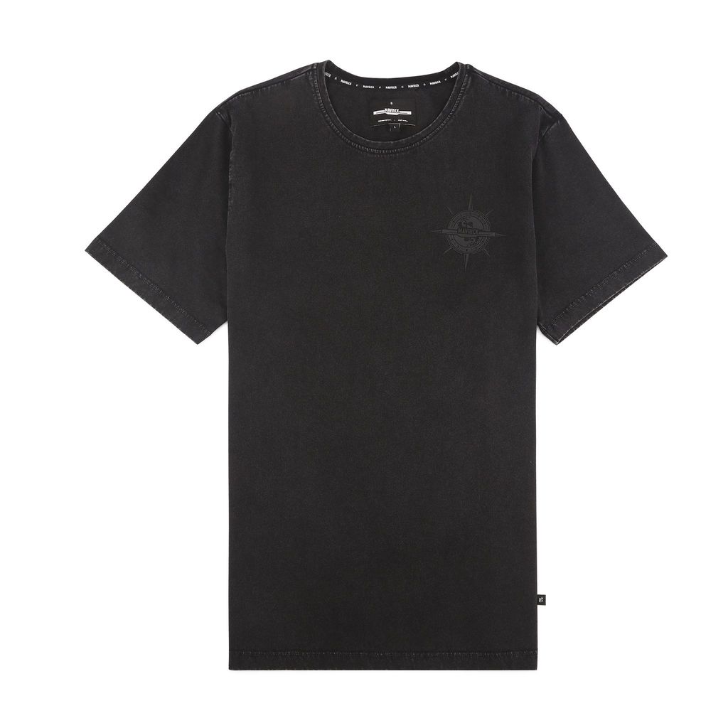 Men's Washed Round Neck Silicon Print T-Shirt