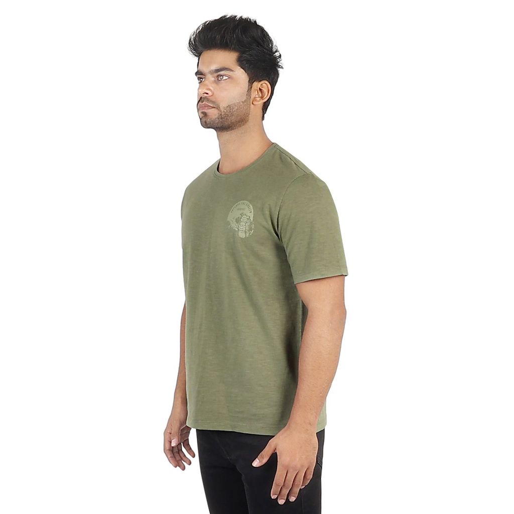 Men's Textured Round Neck Graphic T-Shirt
