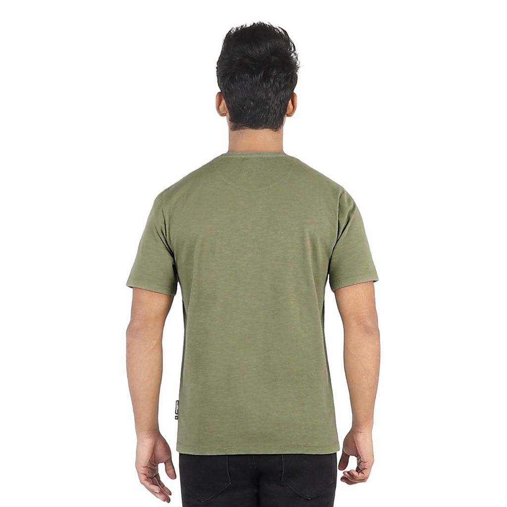 Men's Textured Round Neck Graphic T-Shirt