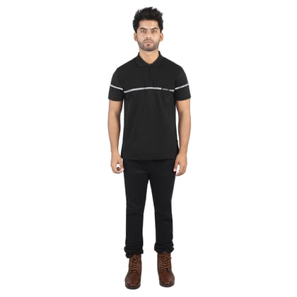 Men's Zip-Up Tech Polo T-Shirt With Reflective Print Men's Zip-Up Tech Polo T-Shirt With Reflective Print