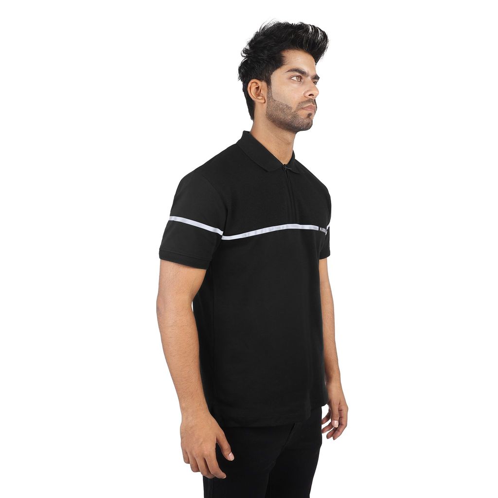 Men's Zip-Up Tech Polo T-Shirt With Reflective Print
