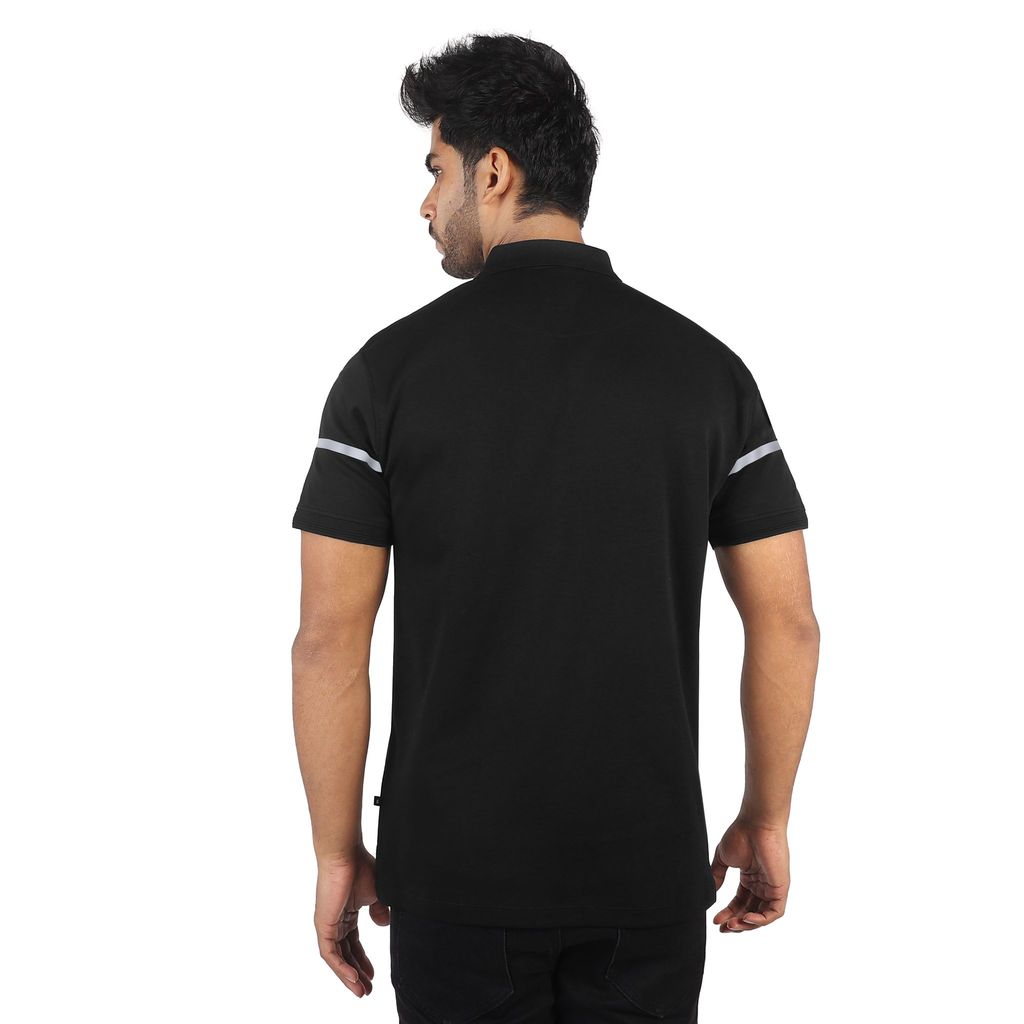 Men's Zip-Up Tech Polo T-Shirt With Reflective Print