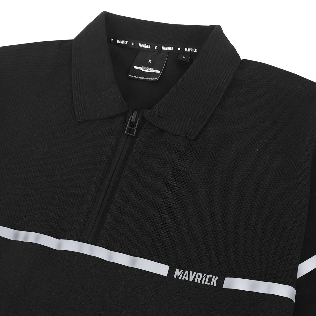 Men's Zip-Up Tech Polo T-Shirt With Reflective Print