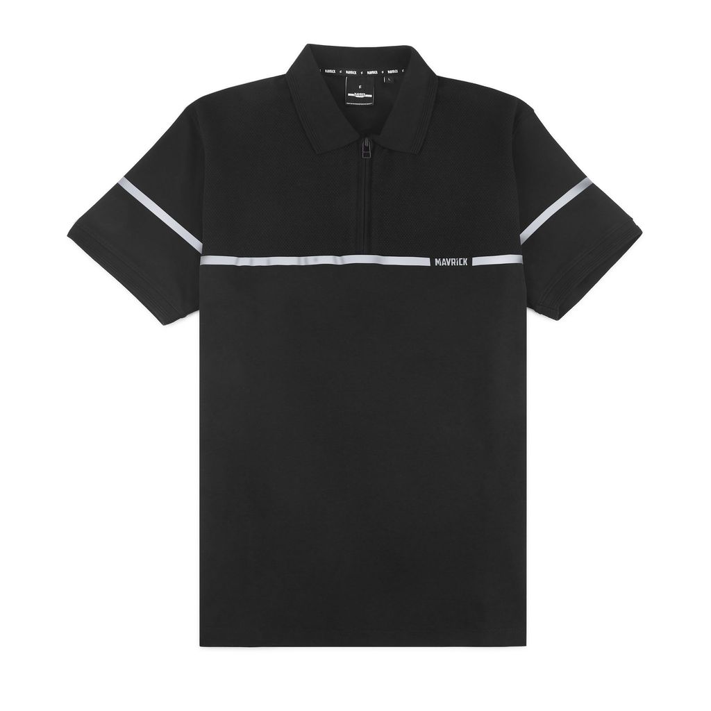Men's Zip-Up Tech Polo T-Shirt With Reflective Print