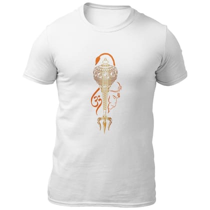 EqualLife Pure Cotton Bio-Washed Chest Printed T-Shirt - Hindu God - Hanuman's Divine Weapon Design 7 - by ZingerTees-Men-EL9120594-M