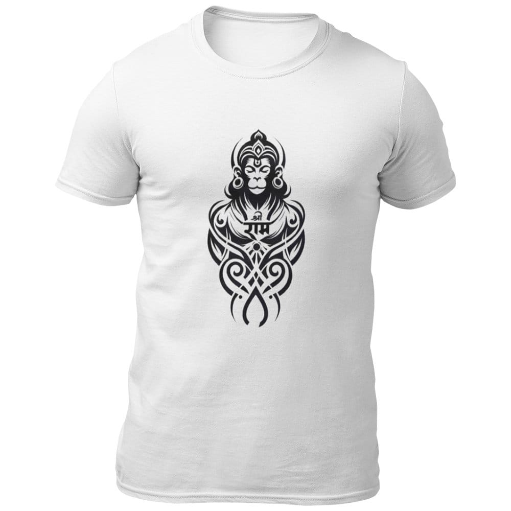 EqualLife Pure Cotton Bio-Washed Chest Printed T-Shirt - Hindu God - Hanuman Design 6 - by ZingerTees-Men-EL9120549-M