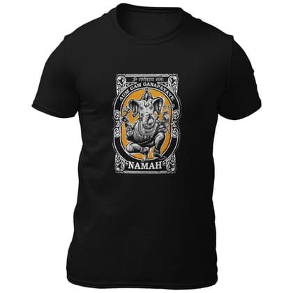 EqualLife Pure Cotton Bio-Washed Chest Printed T-Shirt - Hindu God - Ganesha Design 8 - by ZingerTees-Men-EL9120548-M