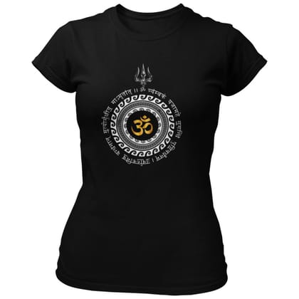 EqualLife Pure Cotton Bio-Washed Chest Printed T-Shirt - Hindu Shloka - Mahamrityunjaya Mantra Design - by ZingerTees-Women-EL9120547-F