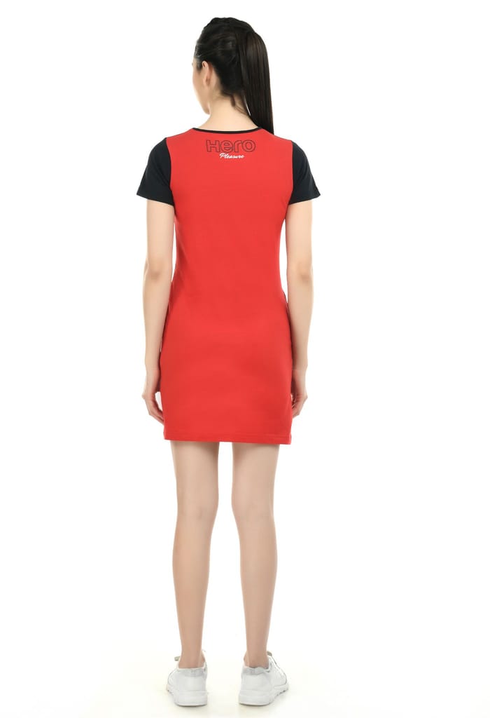 Hero Girl Women Colour blocked T-Shirt Dress with chest print