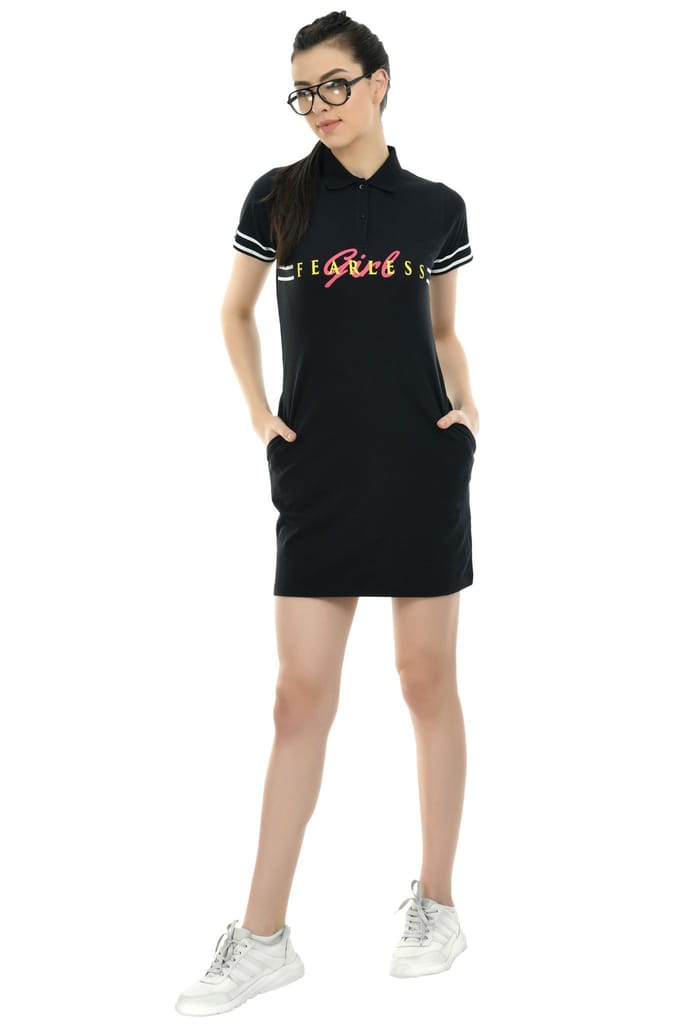Hero Girl Women T-Shirt Dress with chest print