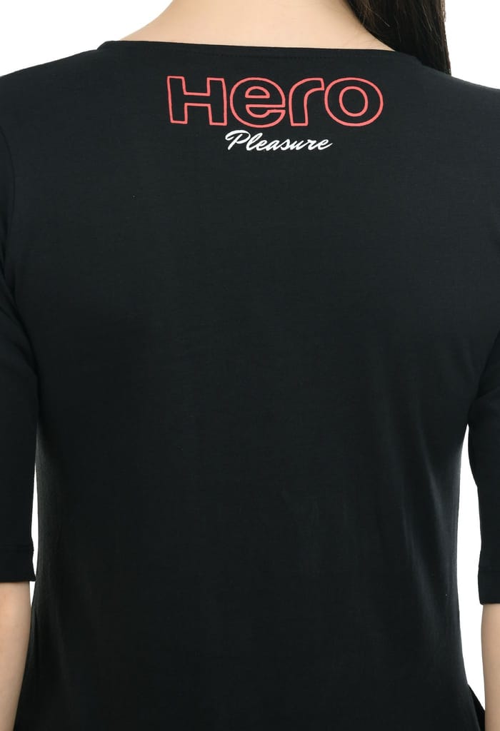 Hero Girl Women Colour blocked T-Shirt Dress with chest print