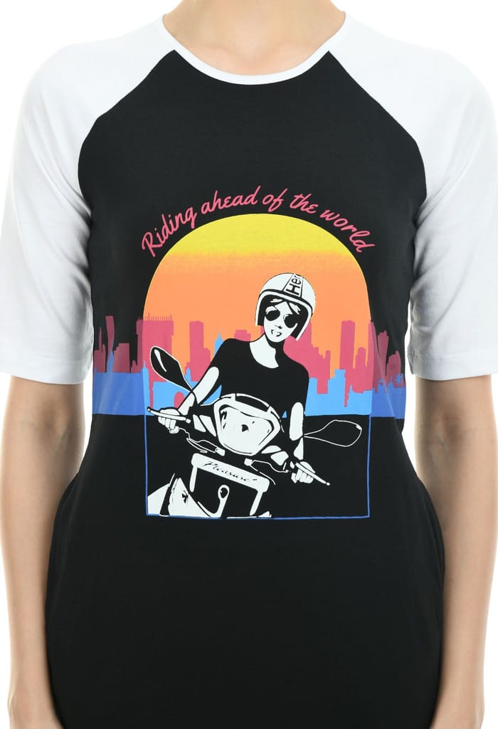 Hero Girl Women Colour blocked T-Shirt Dress with chest print