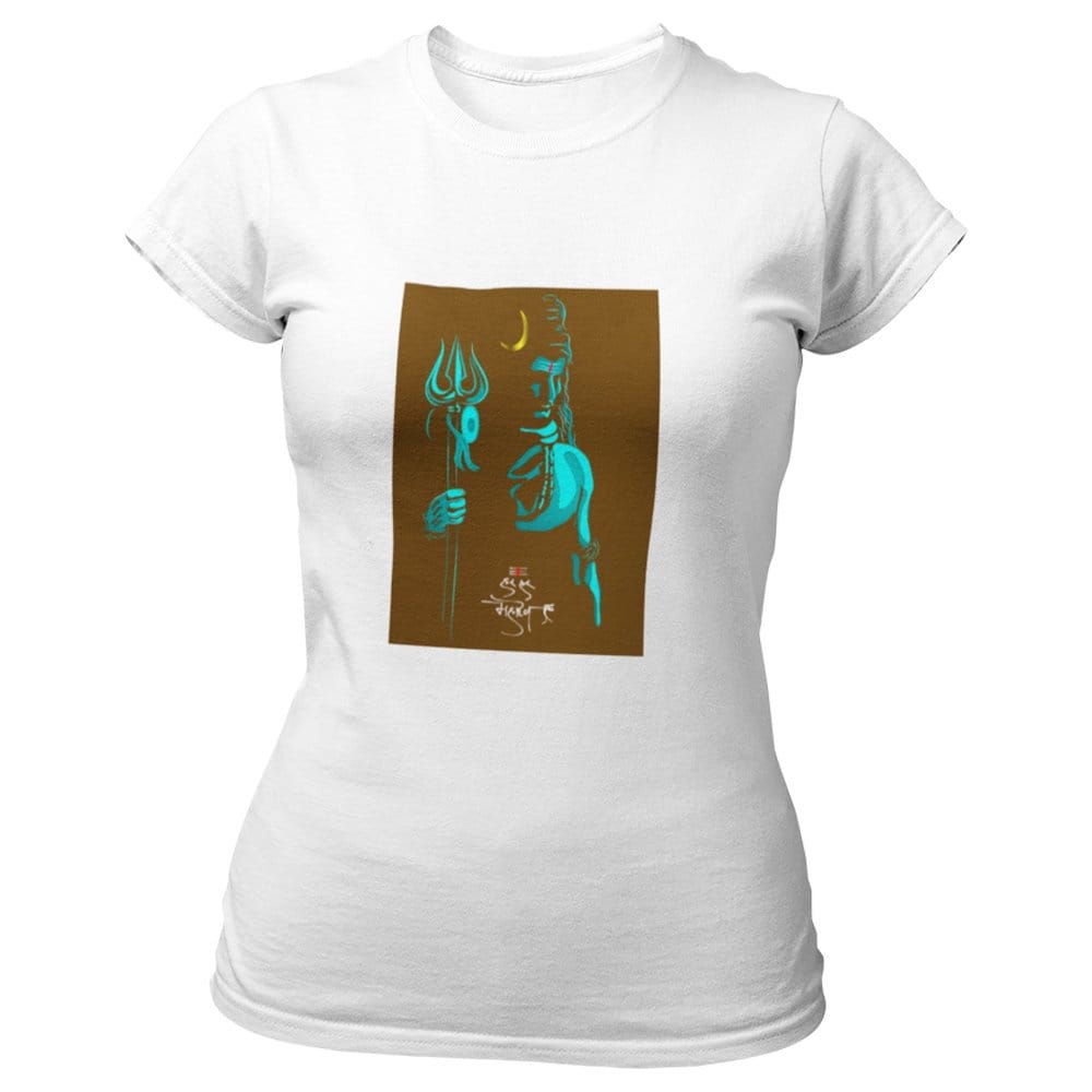 EqualLife Pure Cotton Bio-Washed T-Shirt Chest Printed-Hindu God Lord Shiva-Design-8-by ZingerTees-Women-EL9120377-F