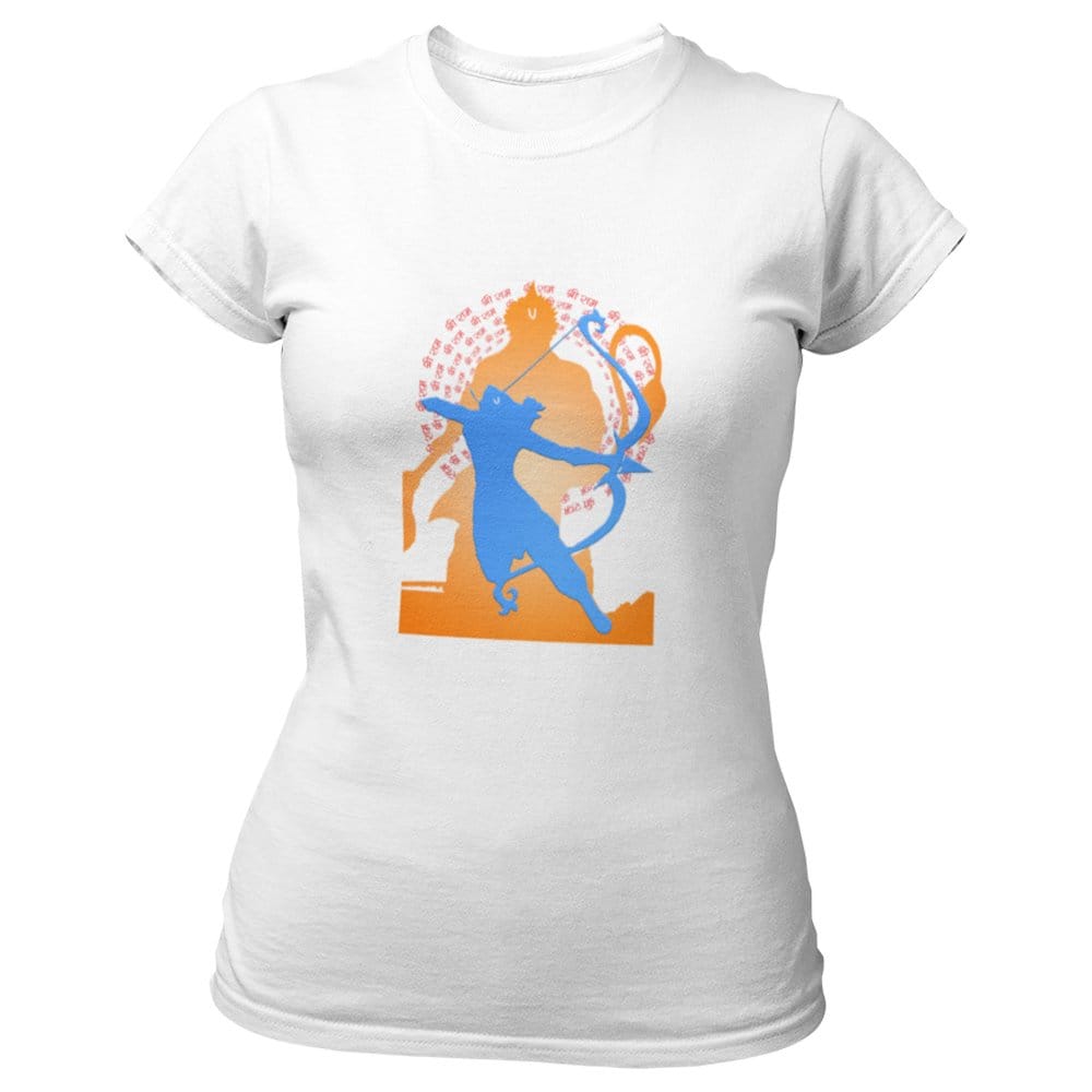 EqualLife Pure Cotton Bio-Washed T-Shirt Chest Printed-Hindu God Lord Ram-Design-6-by ZingerTees-Women-EL9120373-F