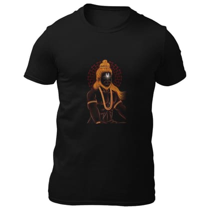 EqualLife Pure Cotton Bio-Washed T-Shirt Chest Printed-Hindu God Hanuman-Design-5-by ZingerTees-Men-EL9120369-M