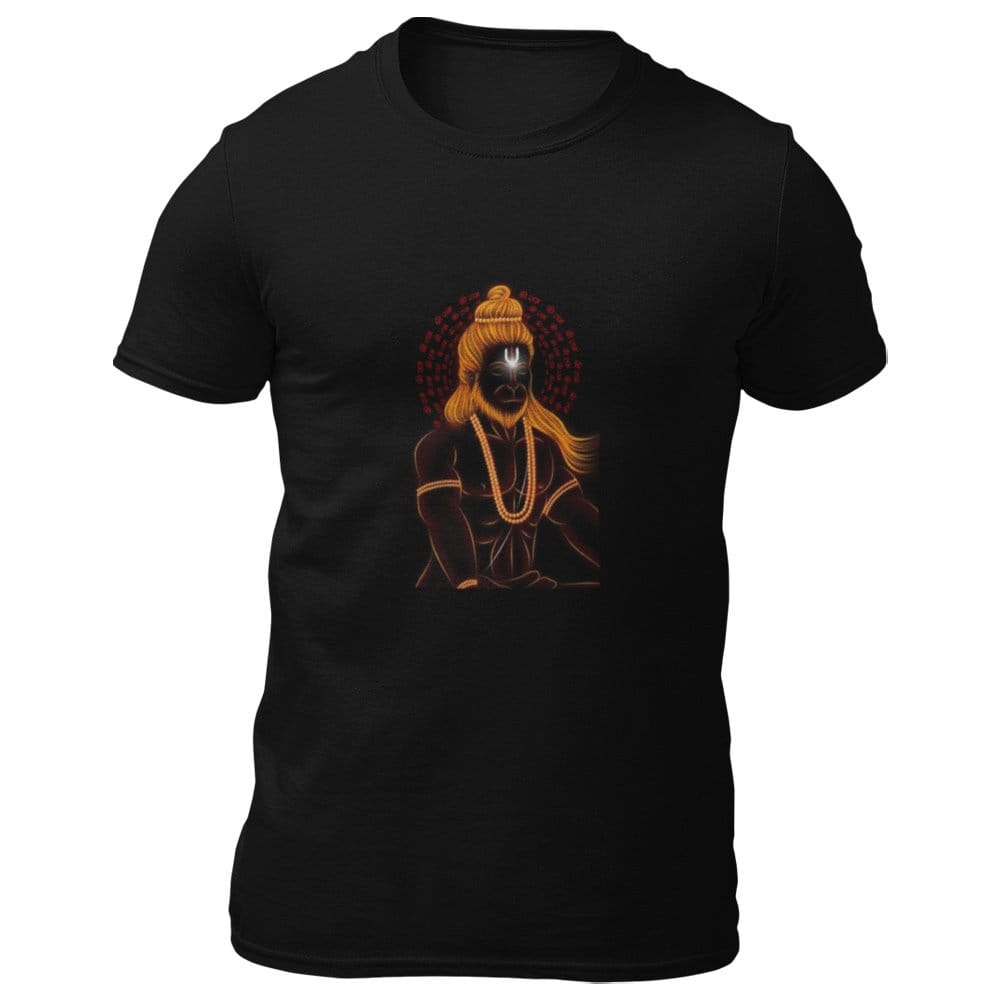 EqualLife Pure Cotton Bio-Washed T-Shirt Chest Printed-Hindu God Hanuman-Design-5-by ZingerTees-Men-EL9120369-M