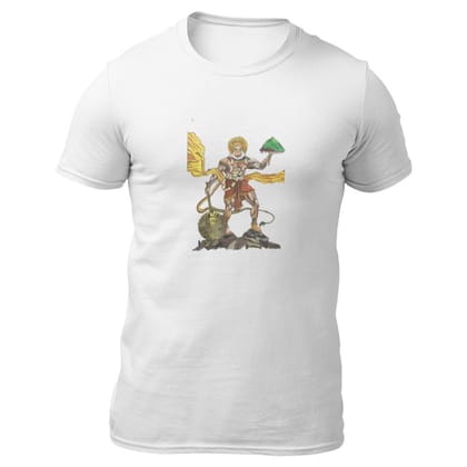 EqualLife Pure Cotton Bio-Washed T-Shirt Chest Printed-Hindu God Hanuman-Design-4-by ZingerTees-Men-EL9120368-M