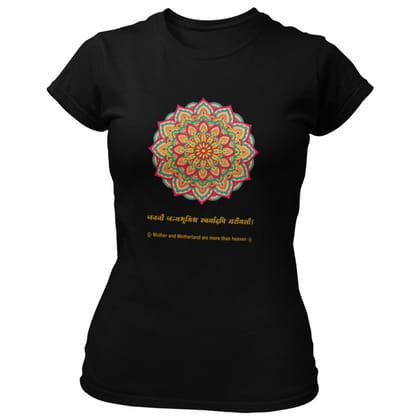 EqualLife Pure Cotton Bio-Washed T-Shirt Chest Printed-Mandala Design with Inspirational Ancient Indian Vedic Quotes -13-by ZingerTees-Women-EL9120319-F