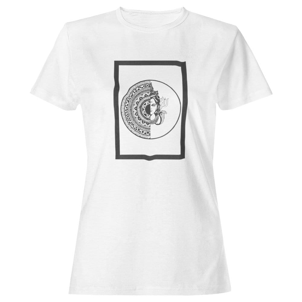 EqualLife Pure Cotton Bio-Washed T-Shirt Chest Printed-God Series - Lord Shiva - Infinity Beginning Ending Design-by ZingerTees-Women-EL9120316-F
