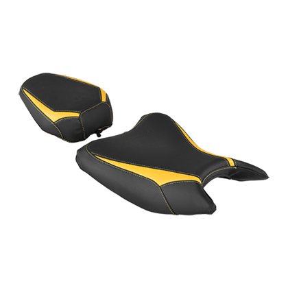 Seat Cover in Iconic Yellow with Yellow Graphics and High-Density Foam for Karizma XMR