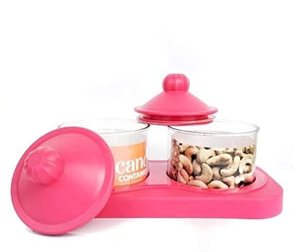 Rajwadi Container Set - 2-Piece Plastic Jar with Airtight Lids and Removable Tray - Perfect for Storing Sweets, Nuts, and More - Dishwasher Safe
