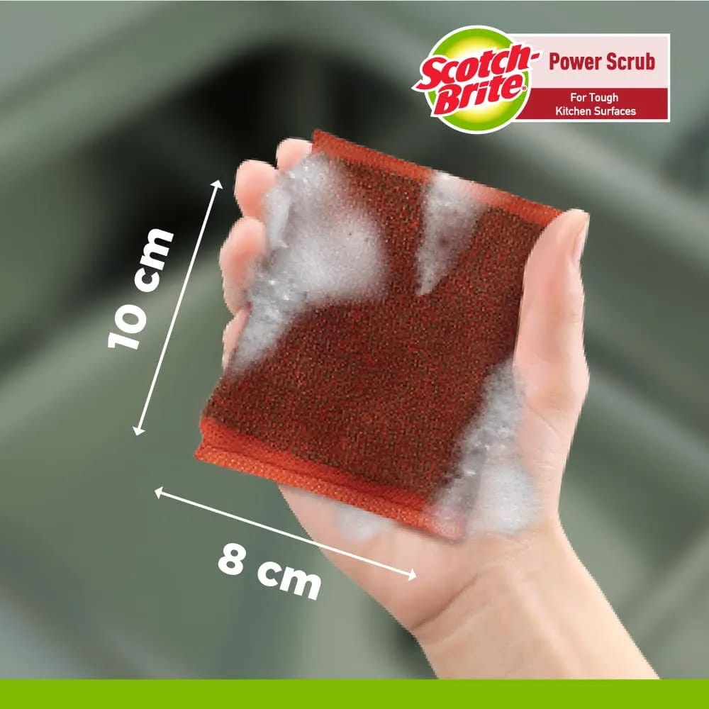 Scotch-Brite Power Scrub Heavy Duty Scrub Sponge for Tough Kitchen Surfaces, 3M Advanced Fiber Technology, Removes Stubborn Dirt, Grime and Grease, 6 Sponges